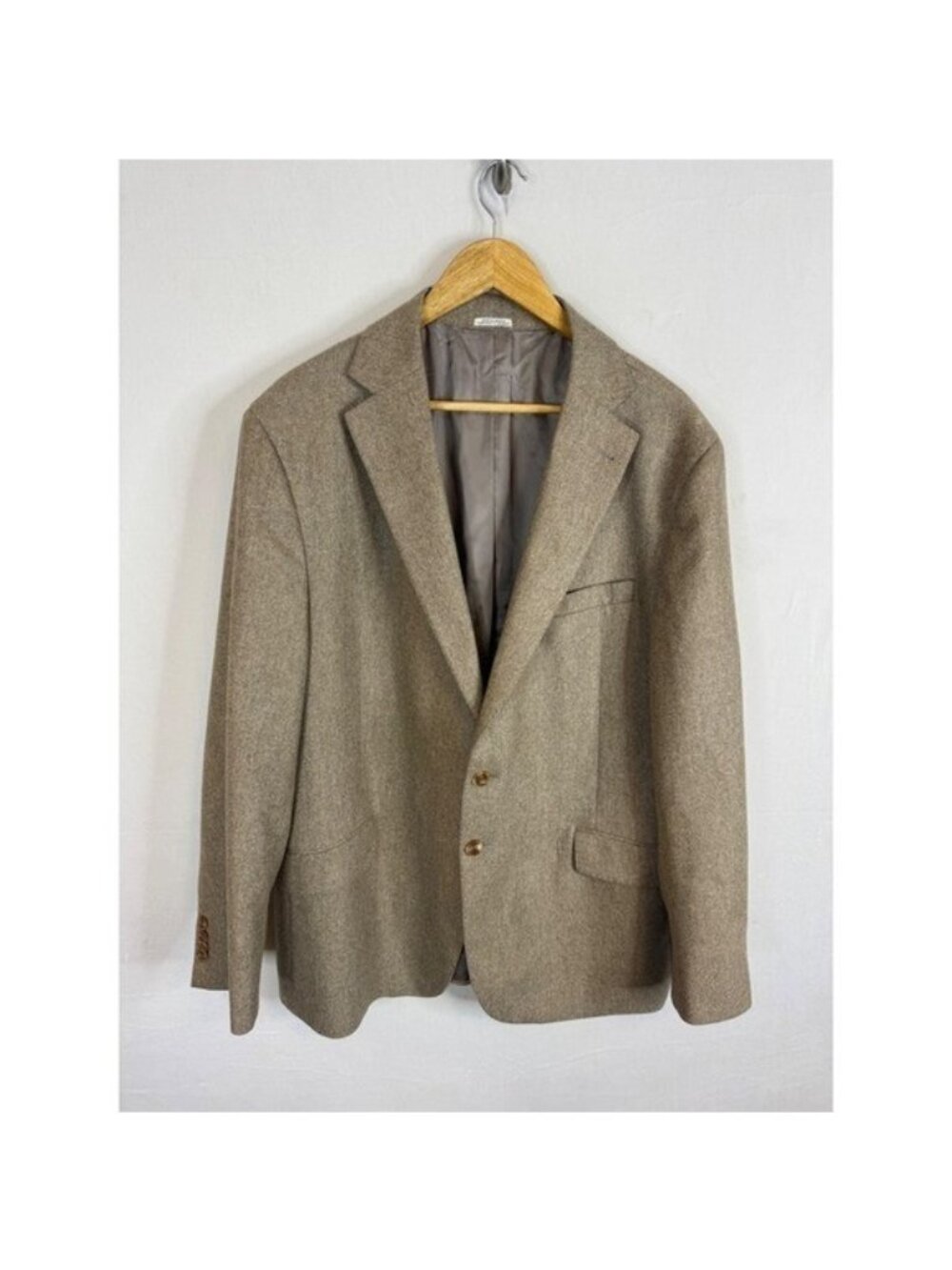 Joseph Abboud Mens 48R Blazer Vitale Barberis Canonico Wool Flannel Slim Fit Tan